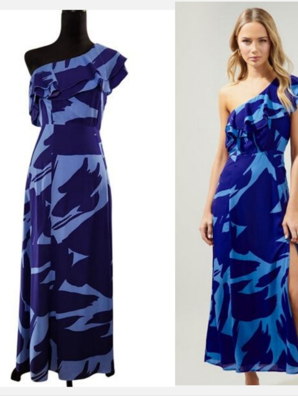 SUGARLIPS Big Wave Midori One Shoulder Sheath Maxi Dress, Size Small